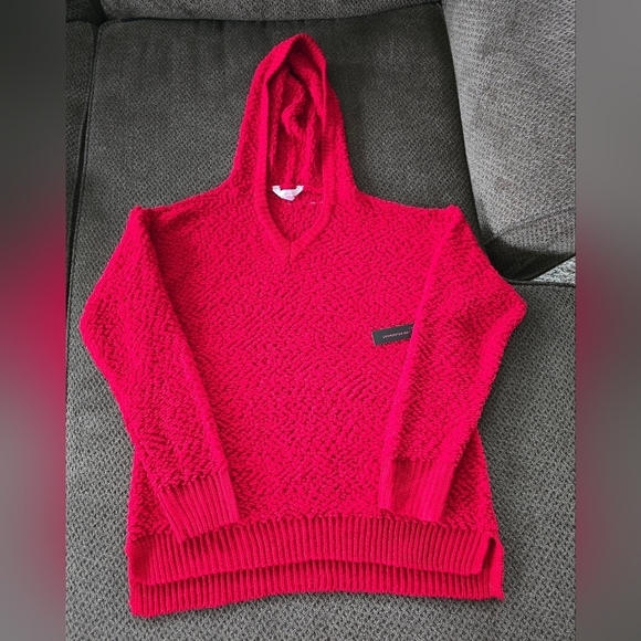 No Boundaries Sweater Women 2X Plus Red Textured Pullover Long Sleeve Hoodie New - Picture 2 of 11